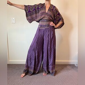 Purple embellished Indian inspired jumpsuit - no size (fits a small/medium)
